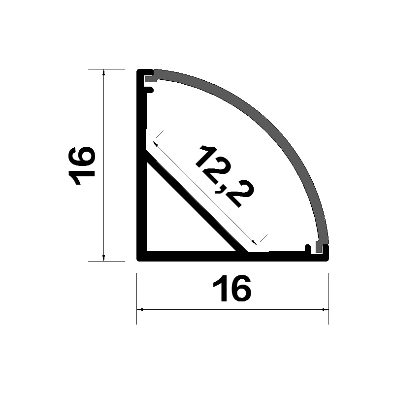 45度直角線條燈硬光條外殼鋁槽1616